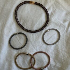 SWAROVSKI JEWELRY SET, 4 BRACELETS + 1 NECKLACE,  NEVER USED, MAGNETIC